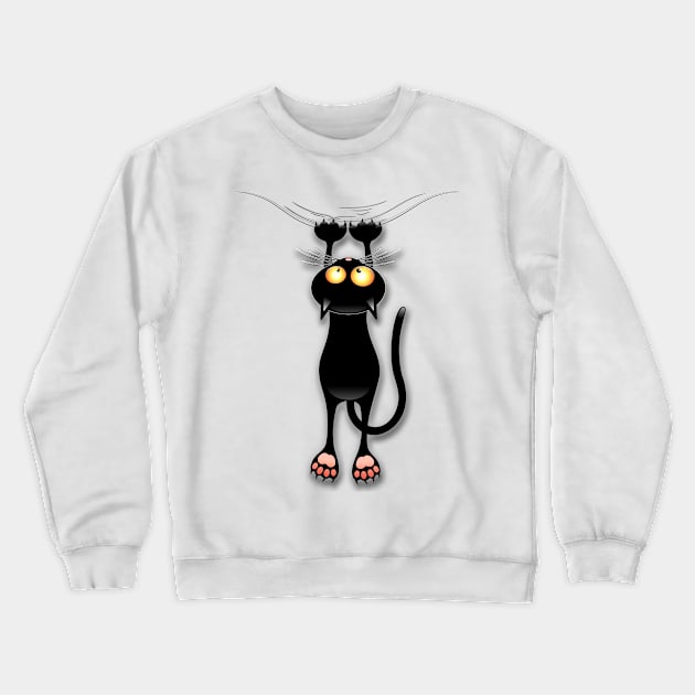 Fun Black Cat Falling Down Crewneck Sweatshirt by BluedarkArt